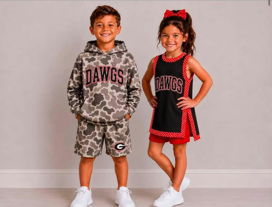 custom moq 5 mix size LHGNDN01 Boys Camo Print Long Sleeve Hooded Top Shorts Set Girls Yoga Active Split Short Set