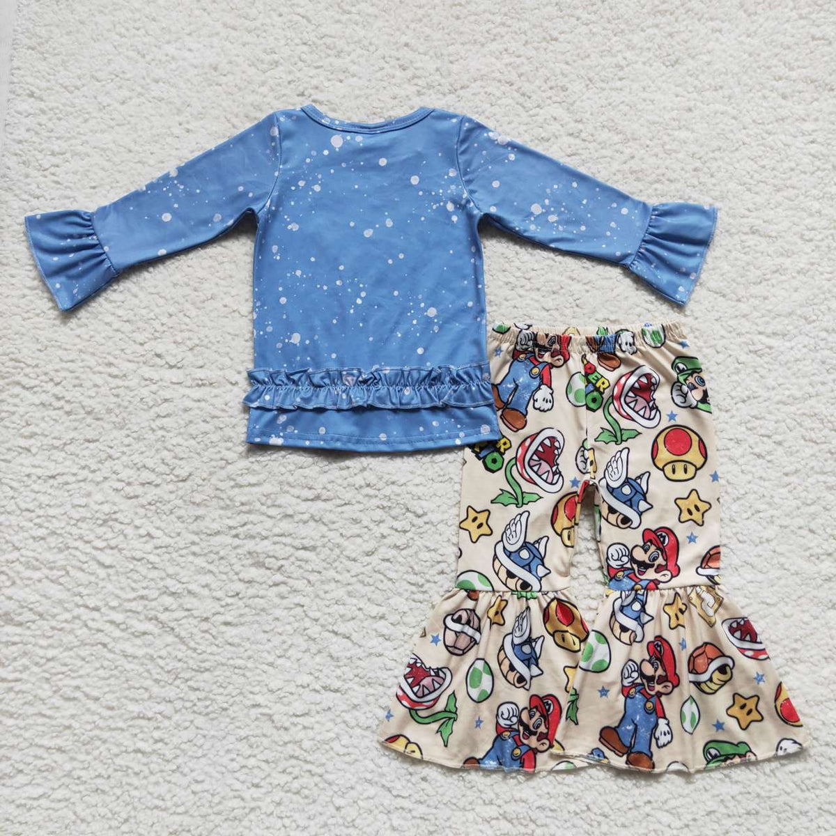 RTS NO MOQ（In Stock) Blue Long Sleeve Pants Suit