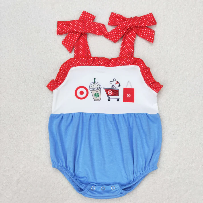 RTS NO MOQ  Baby Girls Boys Coffee Cart Summer Sibling Rompers Clothes Sets