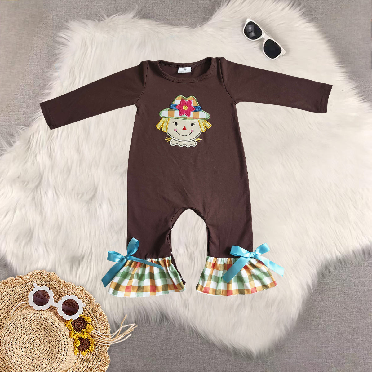 RTS NO MOQ Sibling Baby girls boy clothes embroidery long-sleeved trousers suit & romper