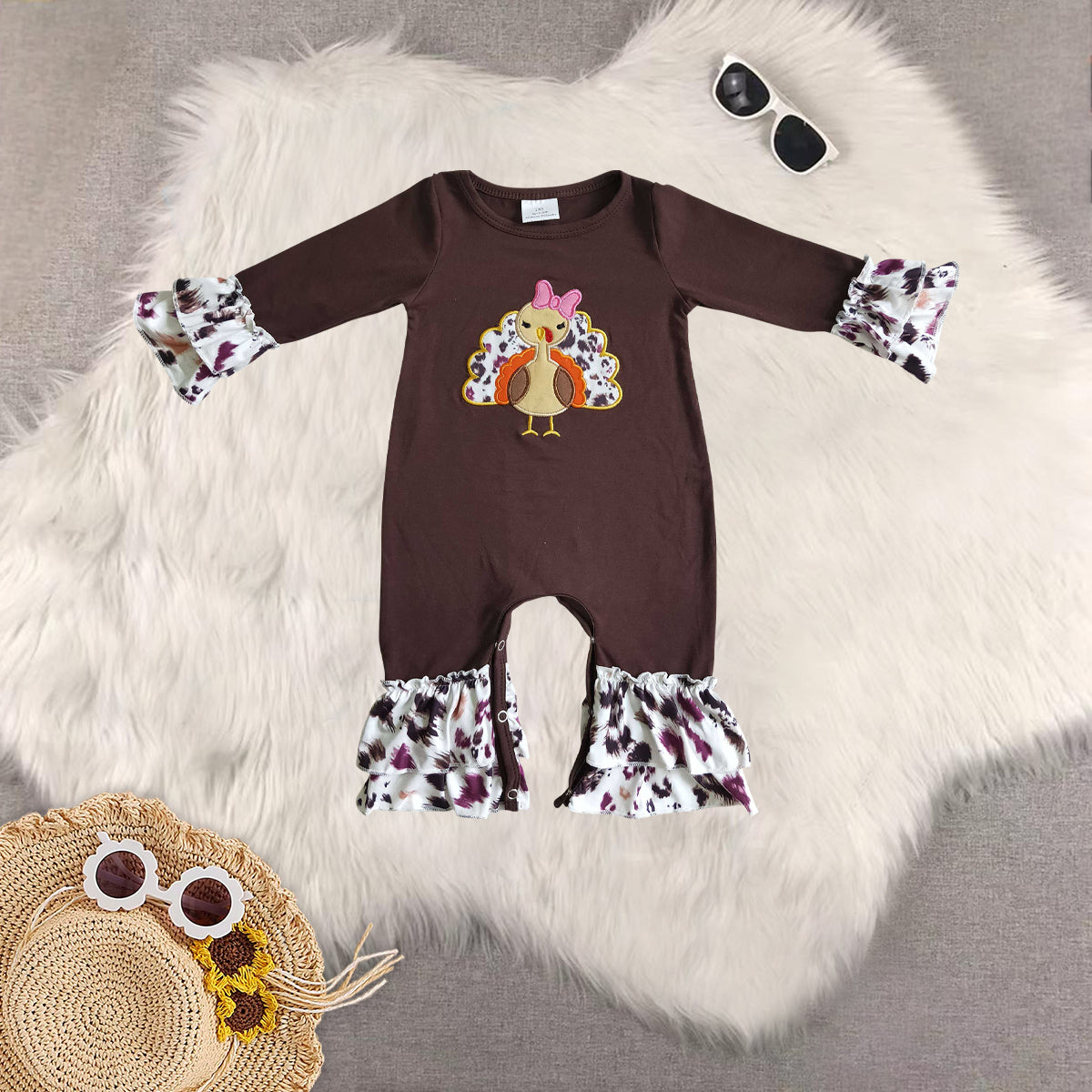 RTS NO MOQ Sibling baby girls clothes turkey long-sleeved trousers suit & romper
