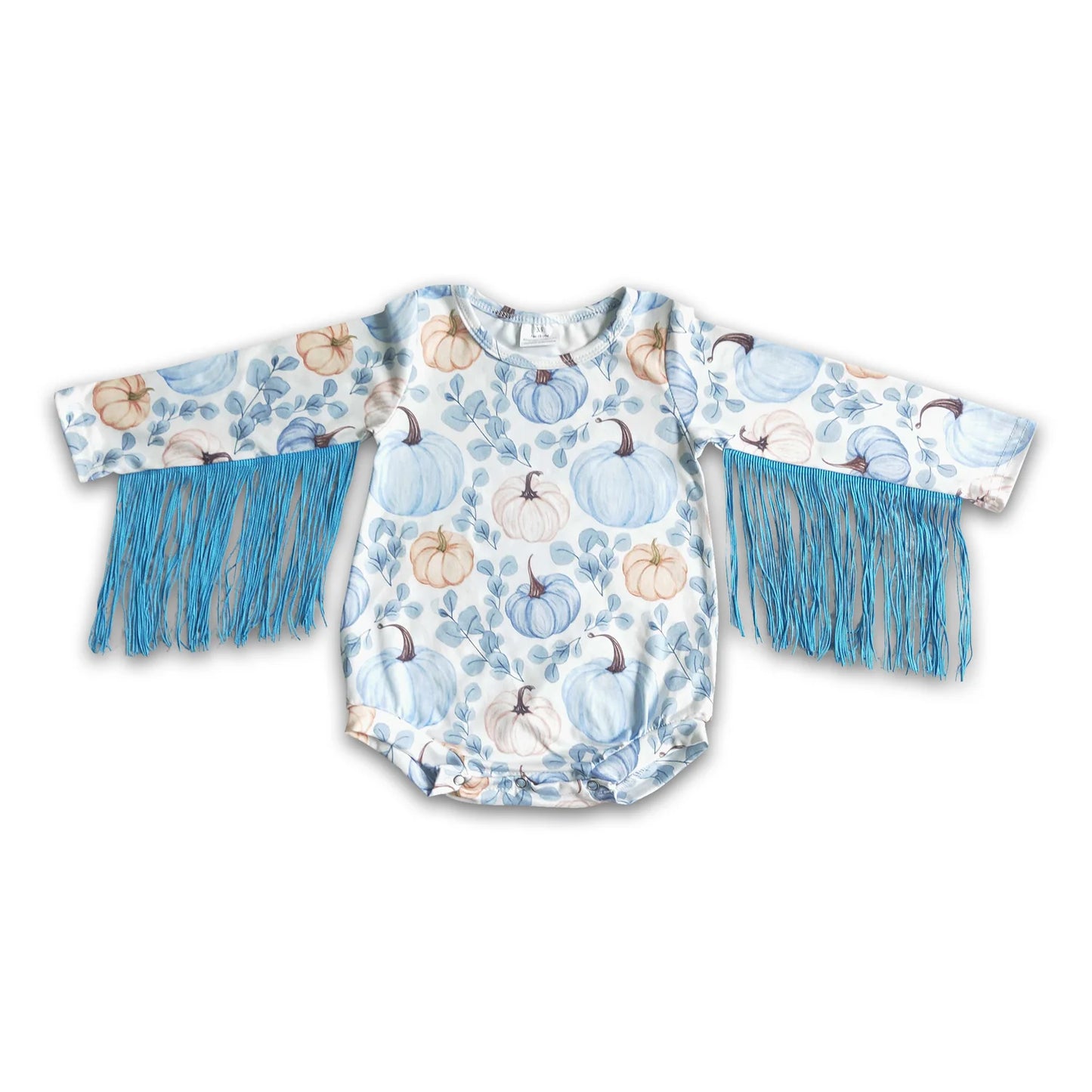 RTS NO MOQ Sibling milk silk Baby Girls Embroidery Turkey Pumpkin Floral Long Sleeve Ruffle Rompers