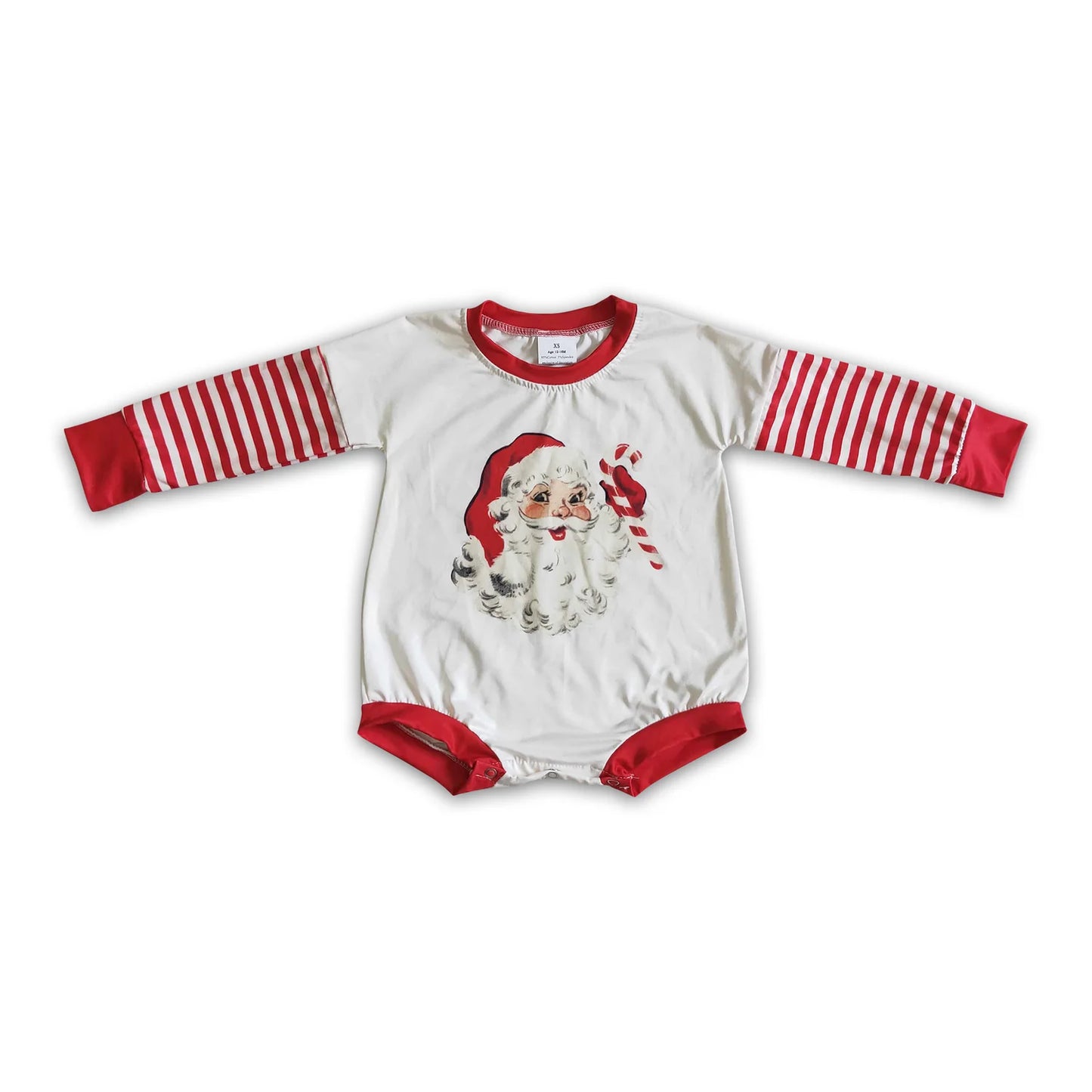 RTS NO MOQ Sibling milk silk Baby Boys Girls Christmas Long Sleeve Santa Print Rompers