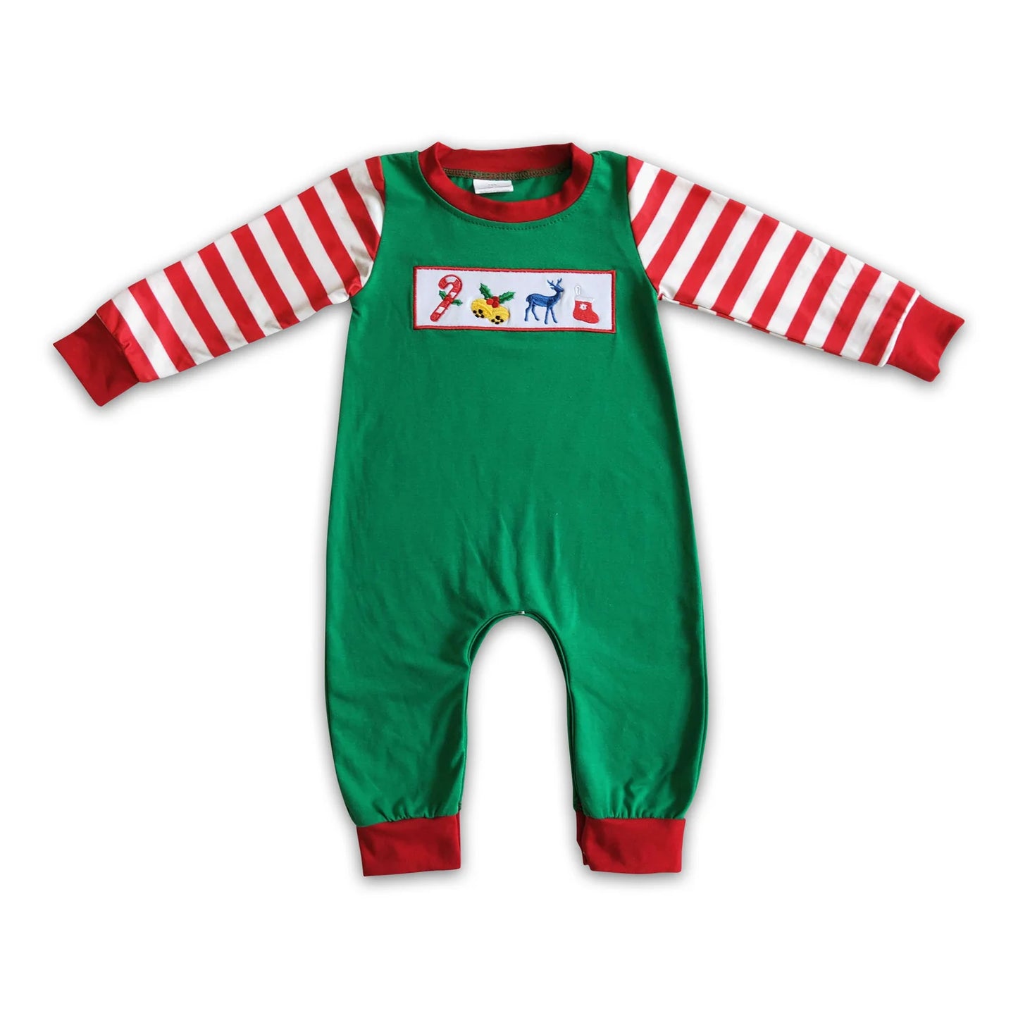 RTS NO MOQ Sibling milk silk Baby Boys Girls Christmas Santa Milk Cookie Print Long Sleeve Rompers