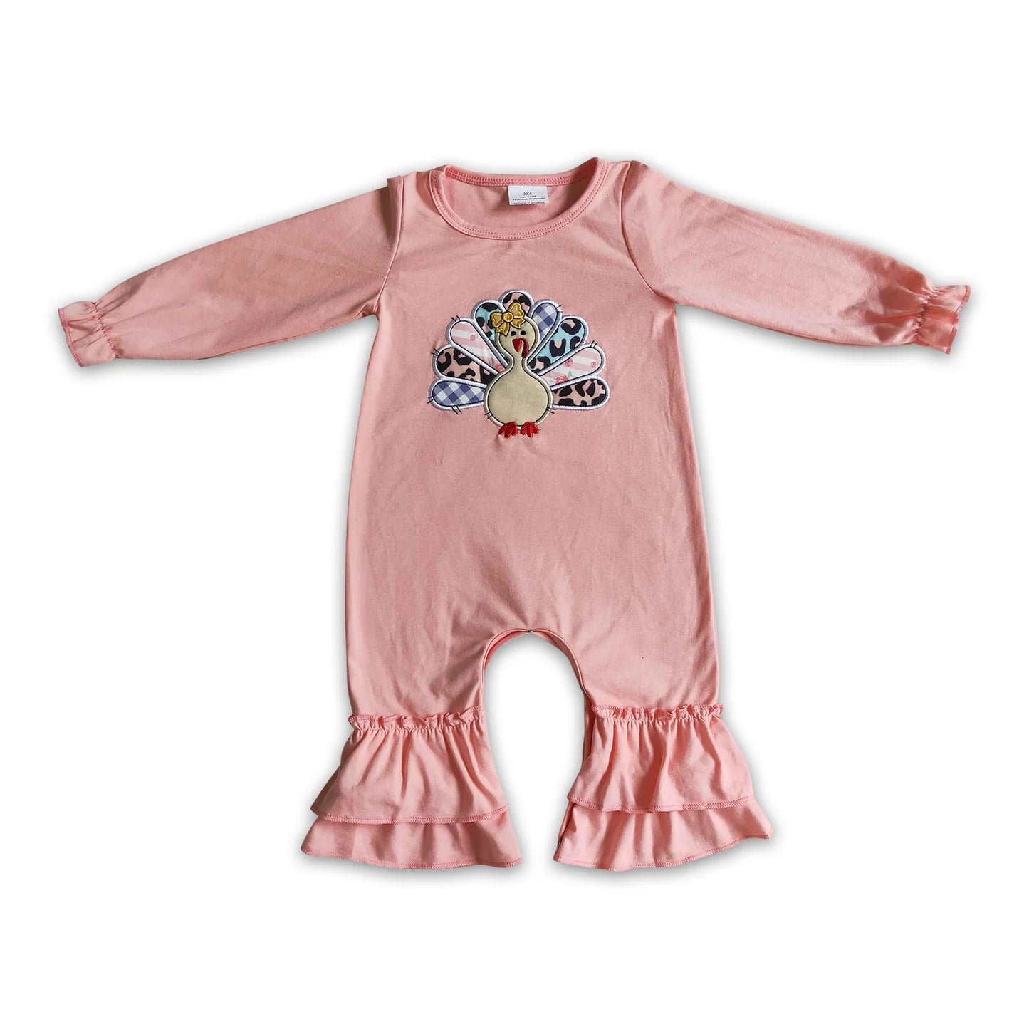 RTS NO MOQ Sibling milk silk Baby Girls Pink Fall Turkey Print Thanksgiving Tunic Top Ruffle Pants Two Piece Clothes Sets Dress Rompers