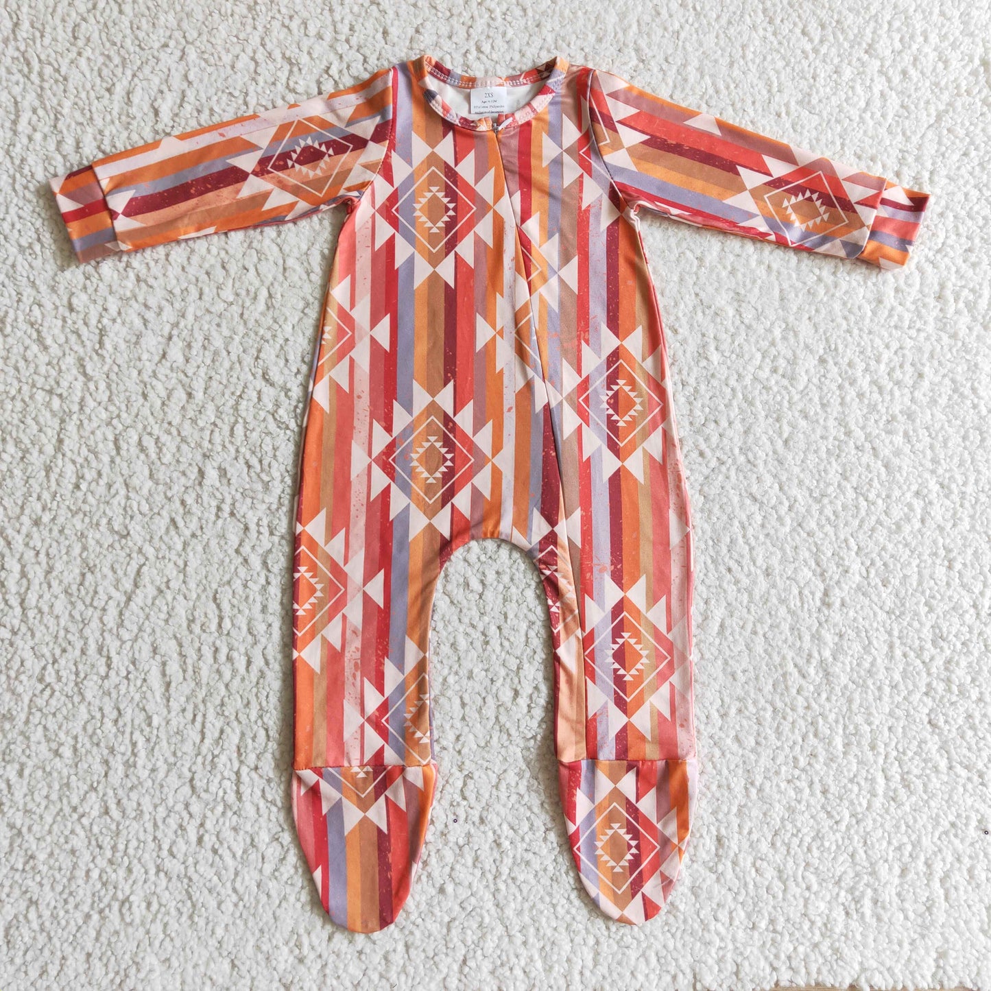 RTS NO MOQ（In Stock) LR0168 Baby Cow Print Long Sleeve Bodysuit Romper Colorful Striped Pattern
