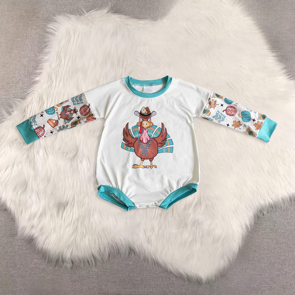 RTS NO MOQ Sibling baby Girls Clothes thanksgiving day turkey long sleeve rompers