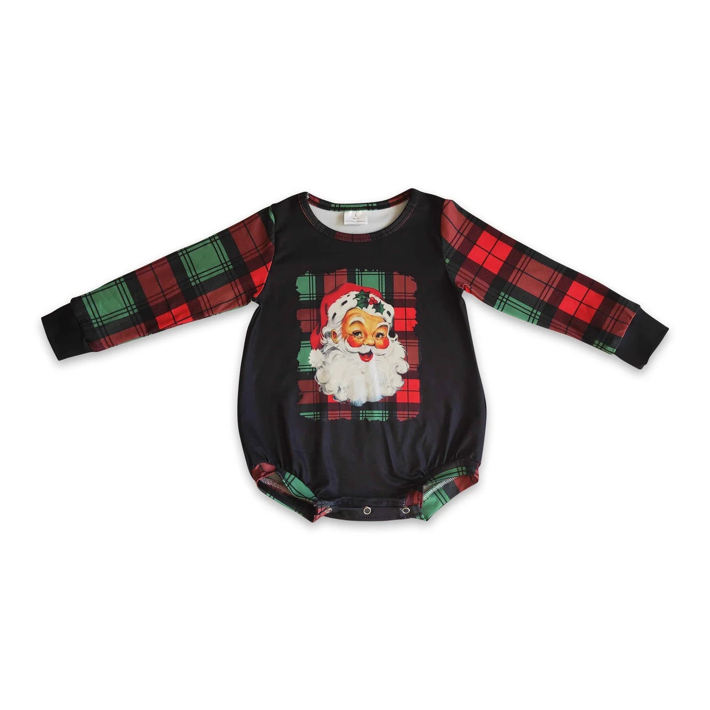 RTS NO MOQ Sibling milk silk Baby Boys Girls Christmas Long Sleeve Santa Print Rompers