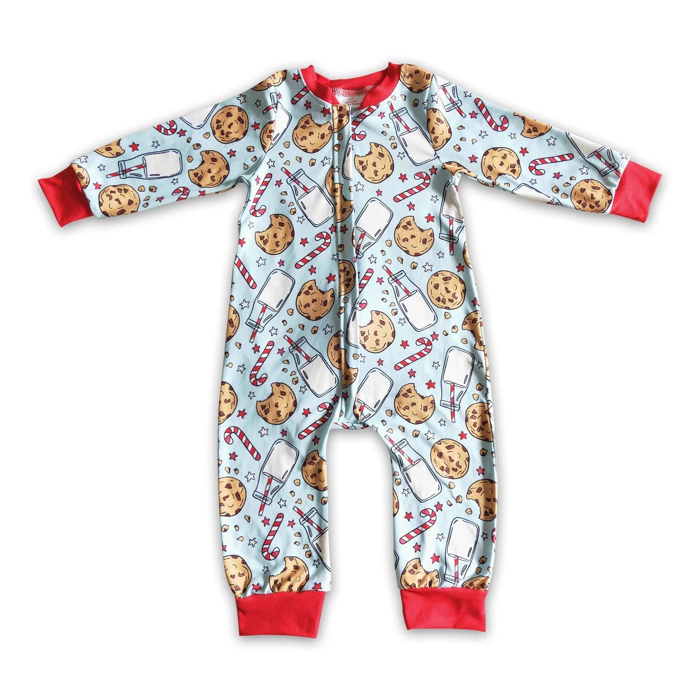 RTS NO MOQ Sibling milk silk Baby Boys Girls Long Sleeve Christmas Print Zip Up Rompers