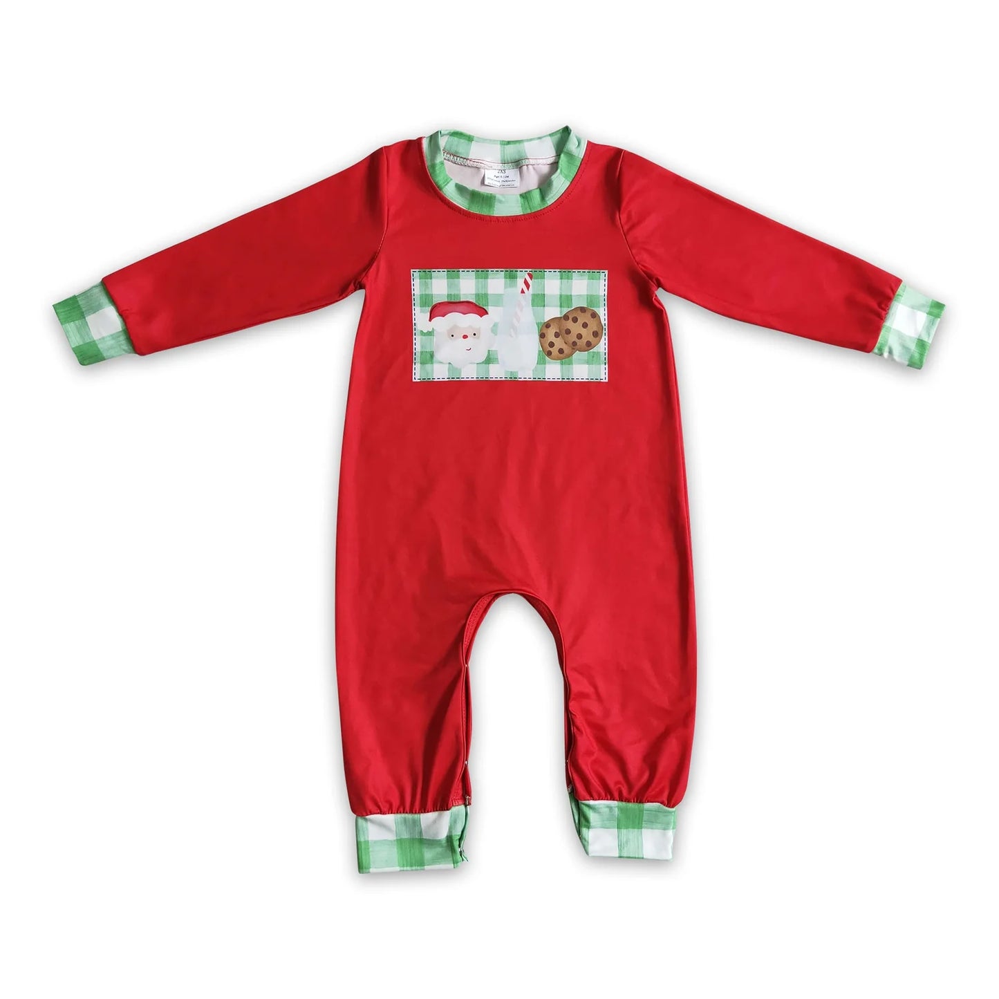 RTS NO MOQ Sibling milk silk Baby Boys Girls Christmas Santa Milk Cookie Print Long Sleeve Rompers