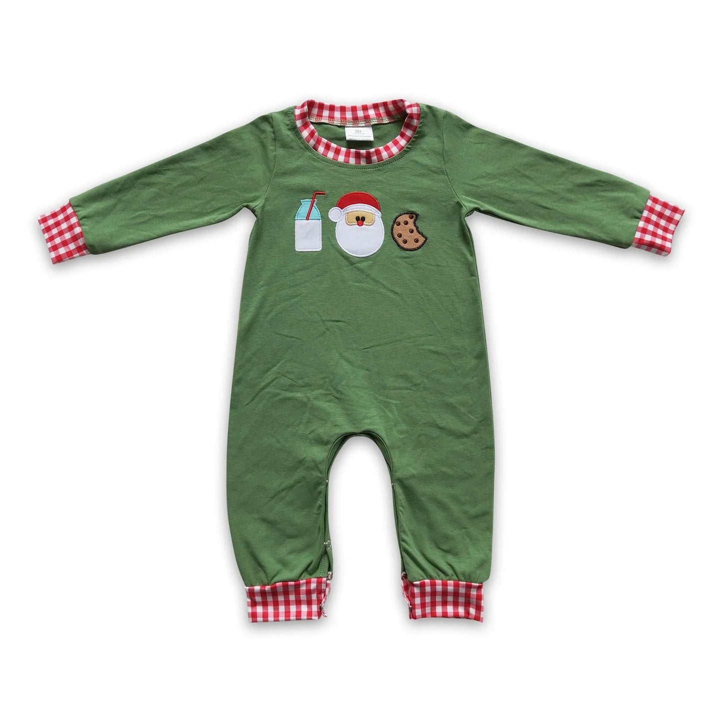RTS NO MOQ Sibling milk silk Baby Boys Girls Christmas Santa Milk Cookie Print Long Sleeve Rompers