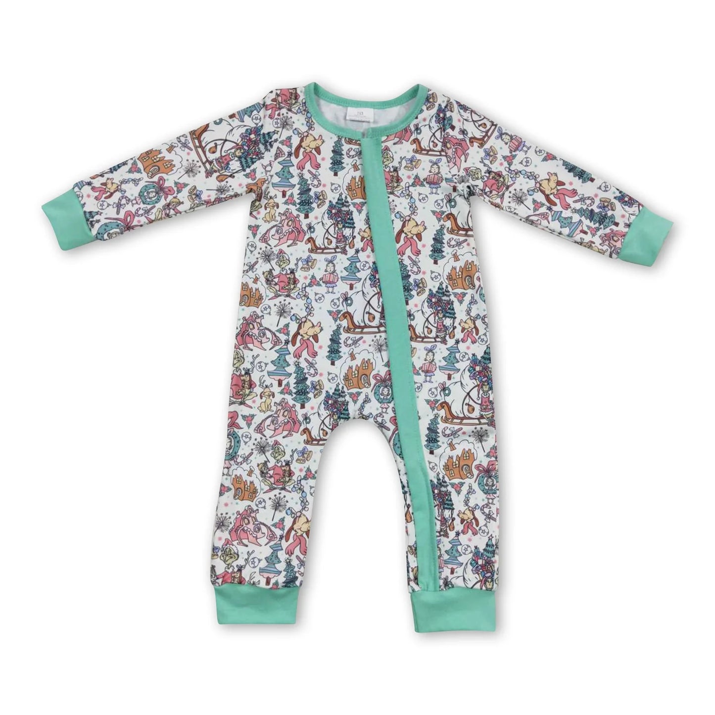 RTS NO MOQ Sibling milk silk Baby Boys Girls Christmas Long Sleeve Zip Up Rompers