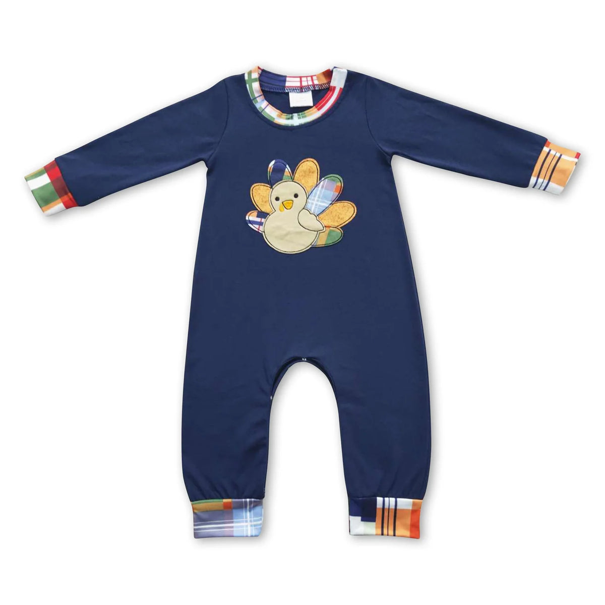 RTS NO MOQ Sibling milk silk Embroidery Baby Boys Girls Thanksgiving Turkey Patchwork Long Sleeve Top Pants Casual Sets Rompers