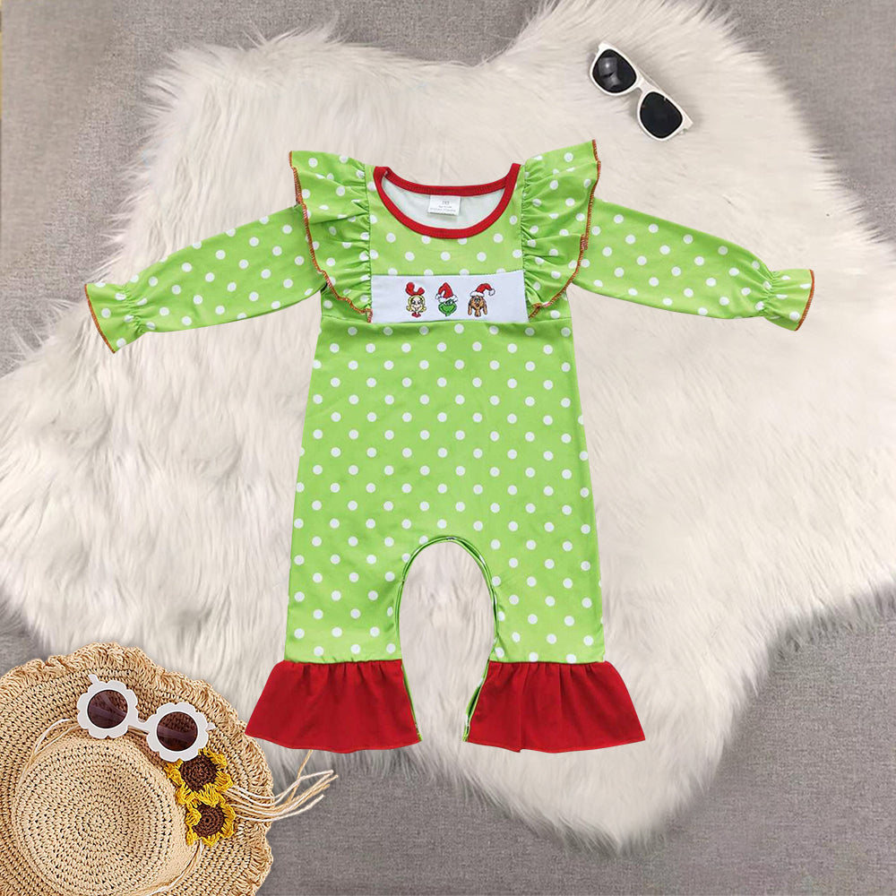 RTS NO MOQ Sibling Baby girls clothes Embroidery Christmas long-sleeved trousers suit & rompers and dress