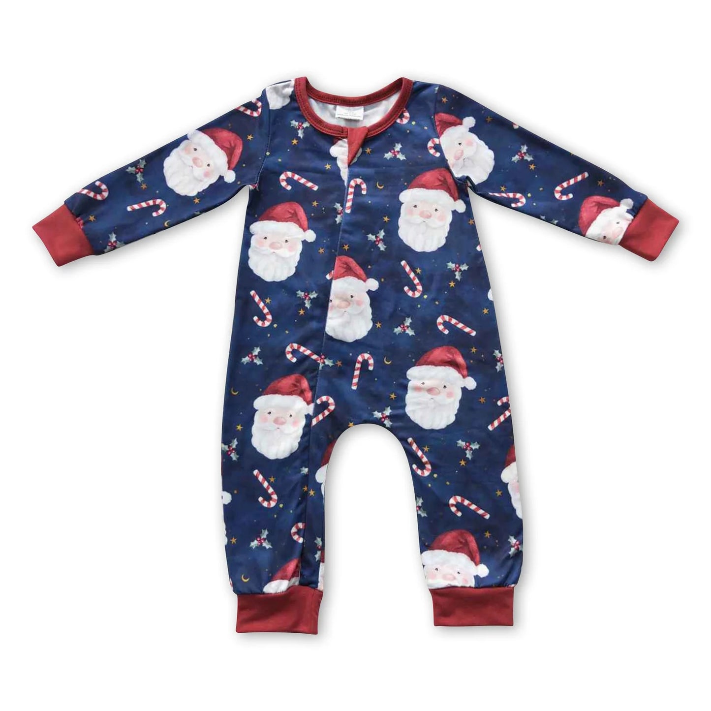 RTS NO MOQ Sibling milk silk Baby Boys Girls Long Sleeve Christmas Print Zip Up Rompers