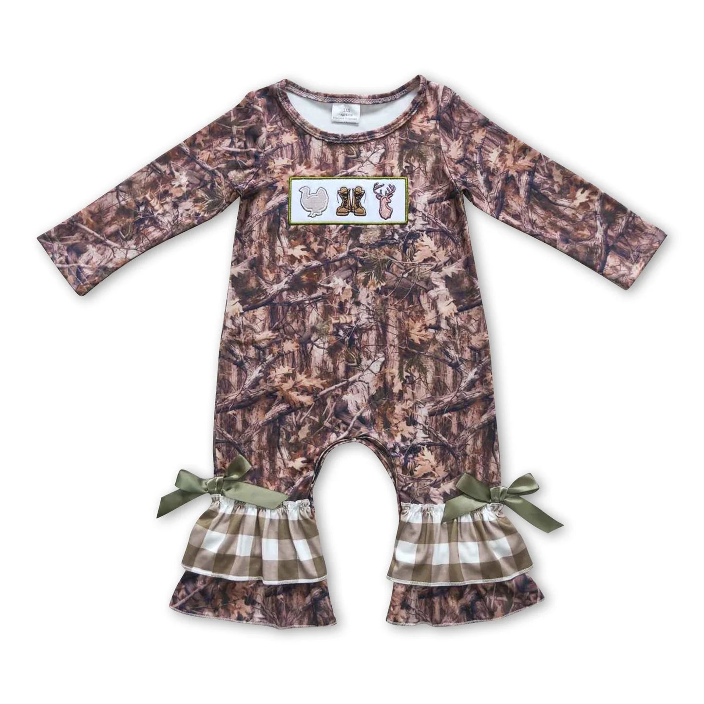 RTS NO MOQ Sibling milk silk Baby Girls Thanksgiving Turkey Print Ruffle Trim One Piece Rompers