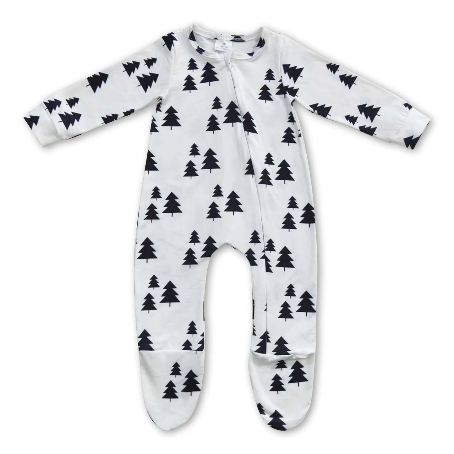 RTS NO MOQ Sibling milk silk Baby Boys Girls Christmas Long Sleeve Print Zip Up Footed Rompers