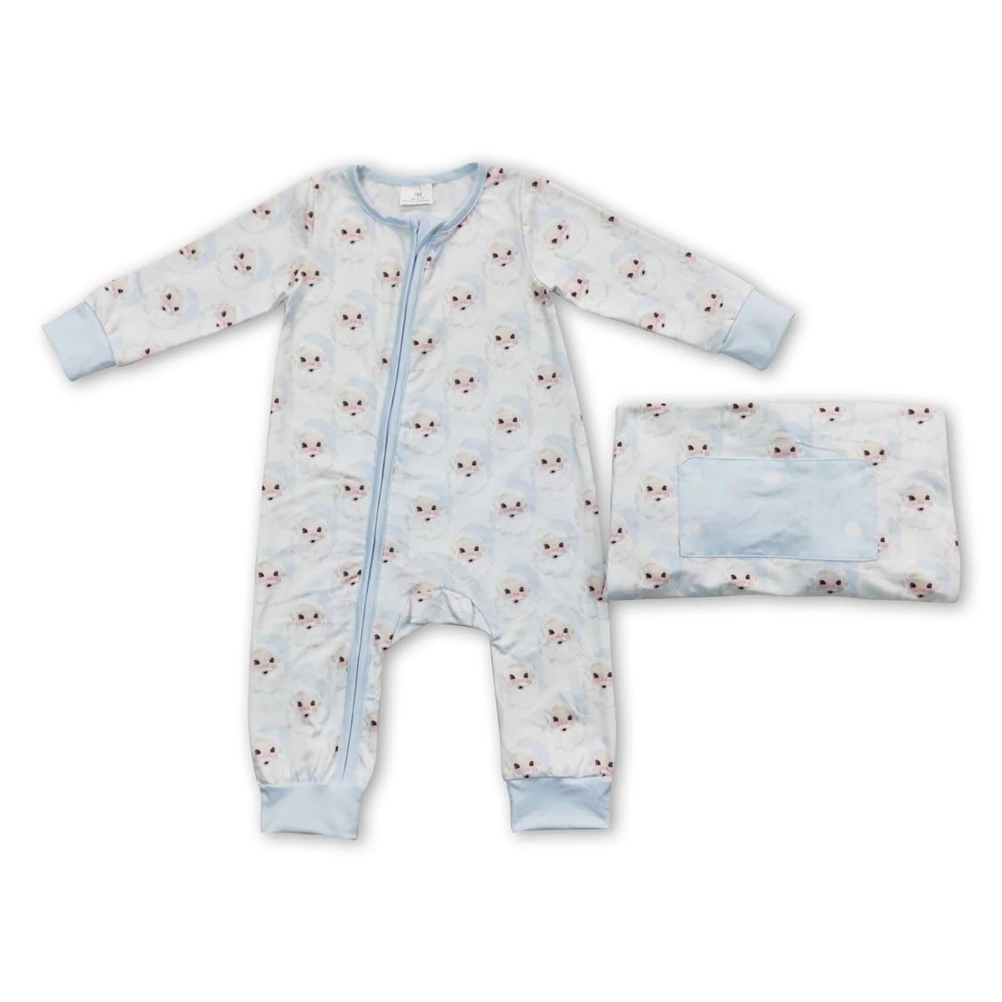 RTS NO MOQ Sibling milk silk Baby Boys Girls Christmas Tree Cake Print Bamboo Fabric Zip Up Rompers