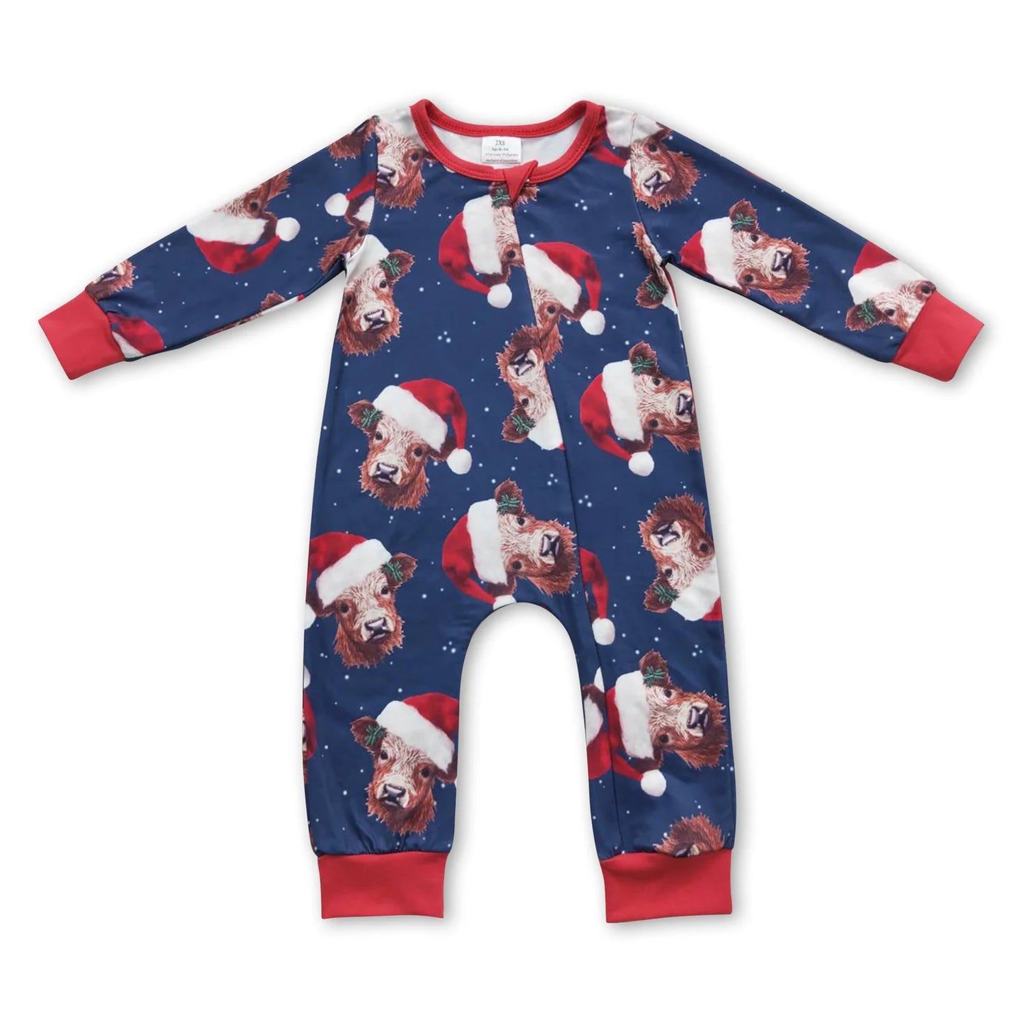 RTS NO MOQ Sibling milk silk Baby Boys Girls Long Sleeve Christmas Print Zip Up Rompers