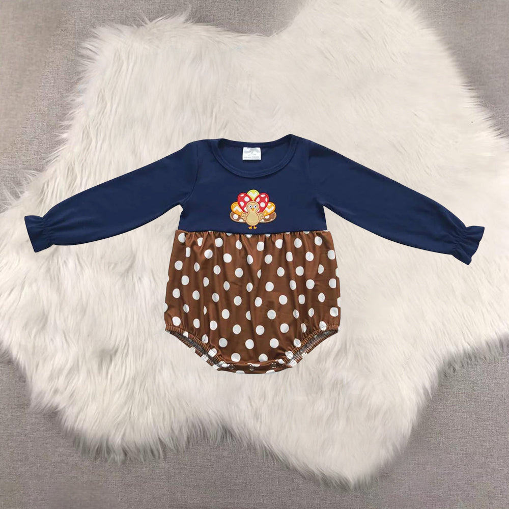 RTS NO MOQ Sibling Baby girls clothes Embroidery turkey short-sleeved trousers suit & rompers