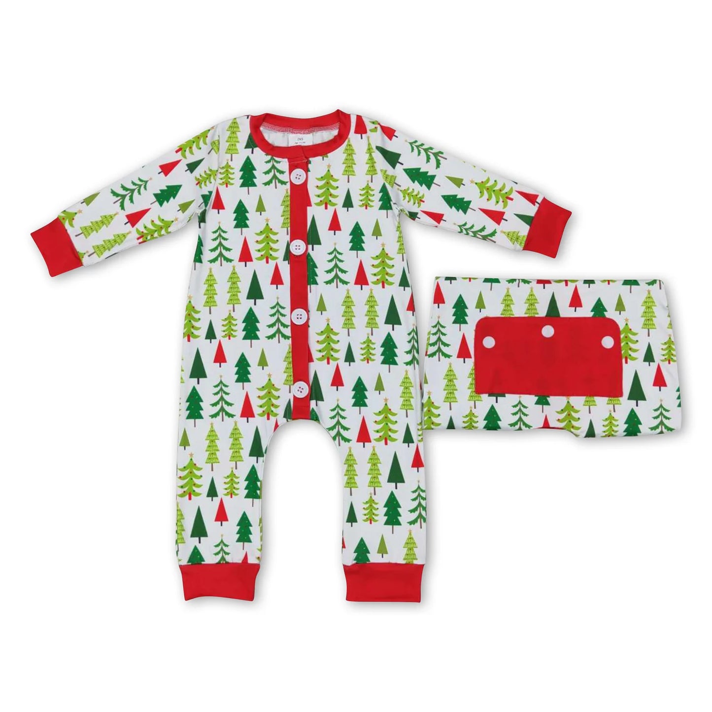 RTS NO MOQ Sibling milk silk Baby Boys Girls Christmas Tree Cake Print Bamboo Fabric Zip Up Rompers