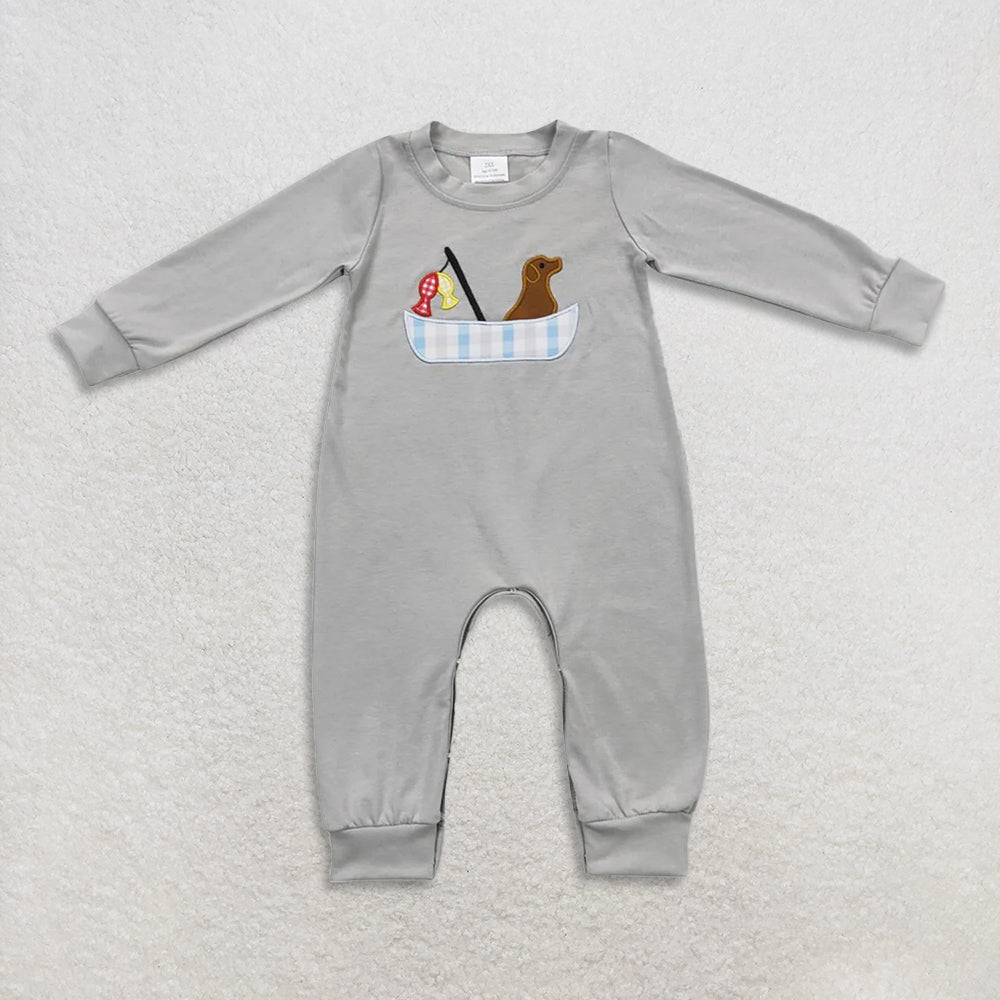 RTS NO MOQ Sibling baby Boys clothes embroidery long-sleeved pants set clothes and rompers