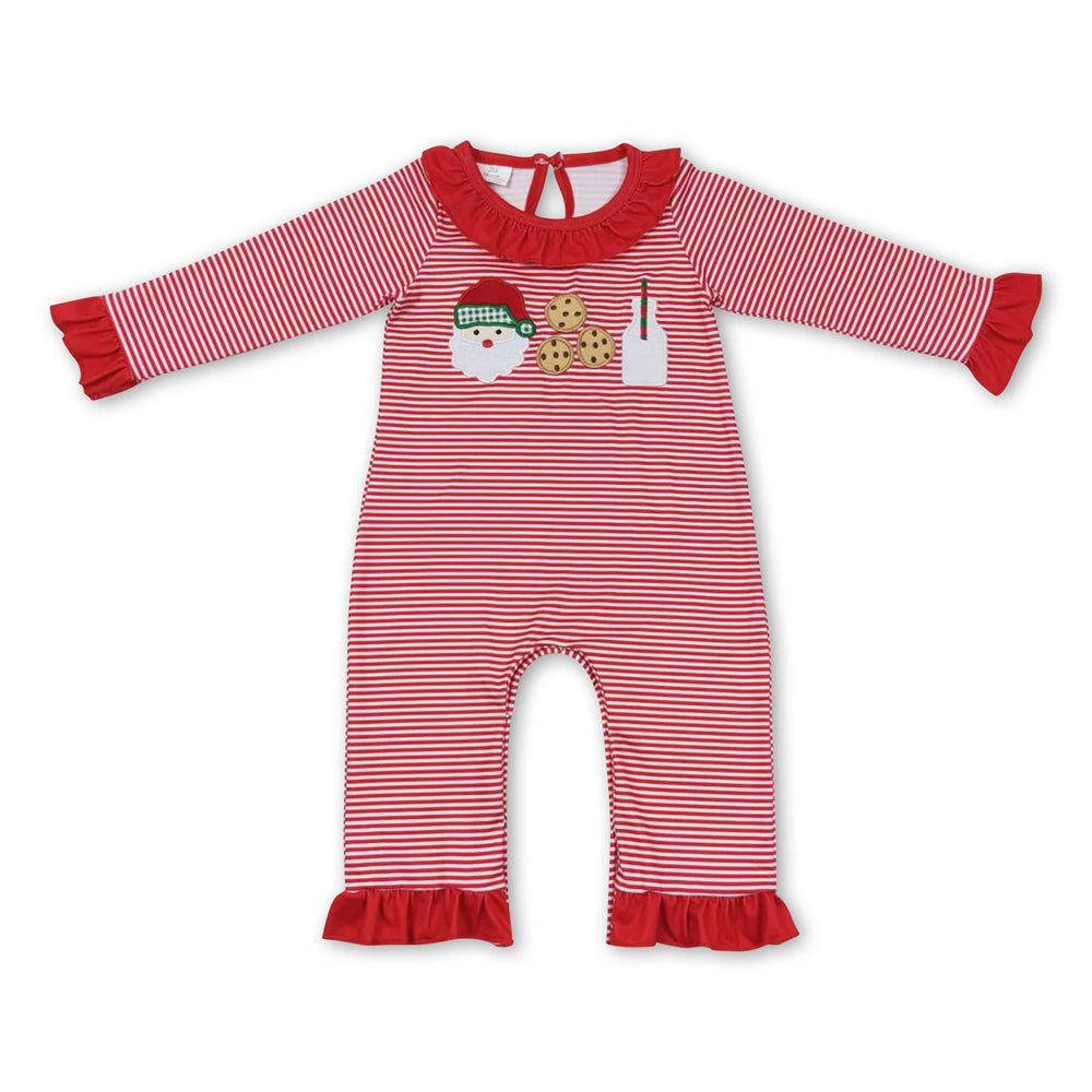 RTS NO MOQ Sibling baby girls clothes Christma Embroidery Santa long sleeve pants sets and rompers and dress