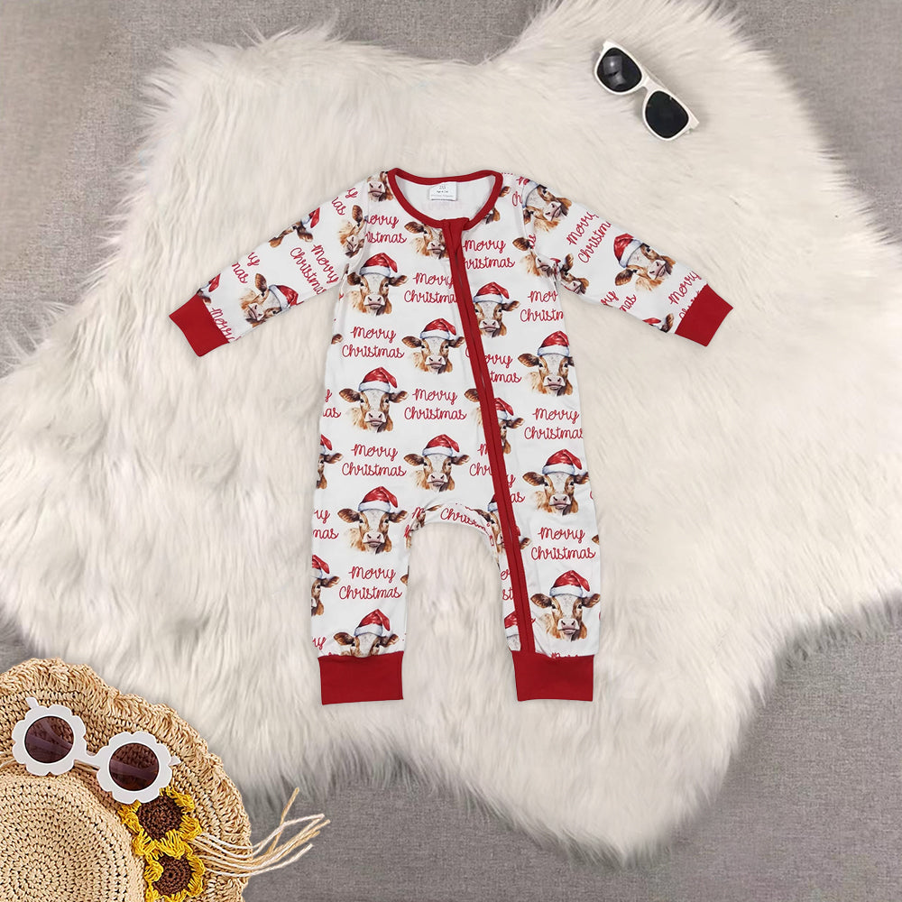 RTS NO MOQ Baby boy clothes modal Christmas long Sleeve Romper Mixed Sizes