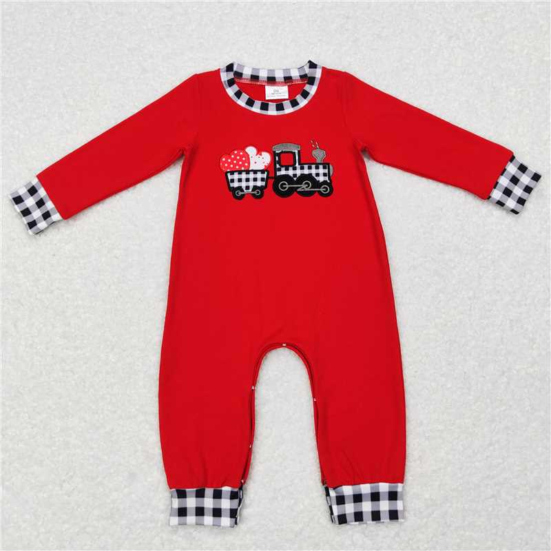 RTS Boys and girls valentine embroidery Short Sleeve Shorts sets romper