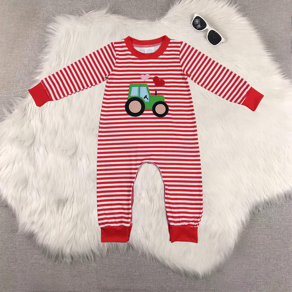 RTS NO MOQ Sibling Baby Boy clothes Embroidery valentine love long-sleeved rompers