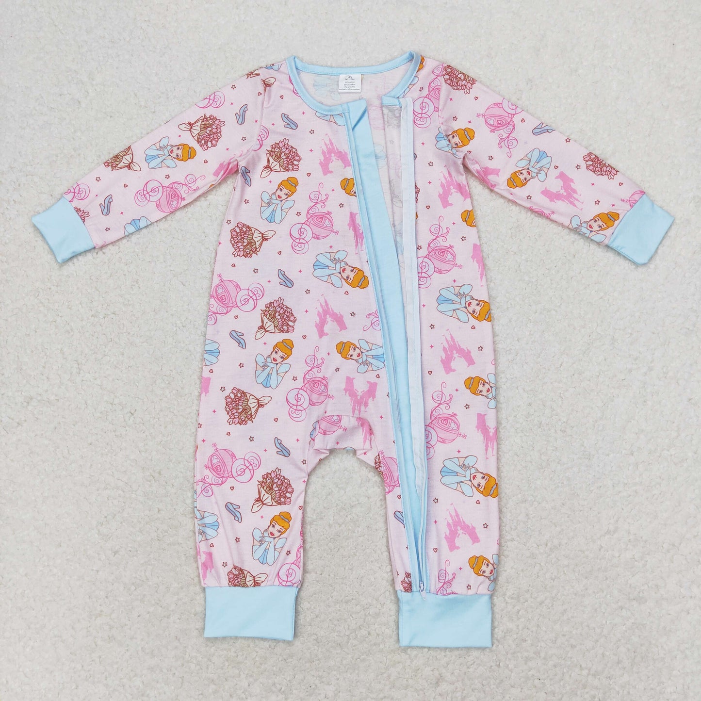 Cute Clothes LR0990 Baby Infant Girls Pink Zip Bamboo Rompers