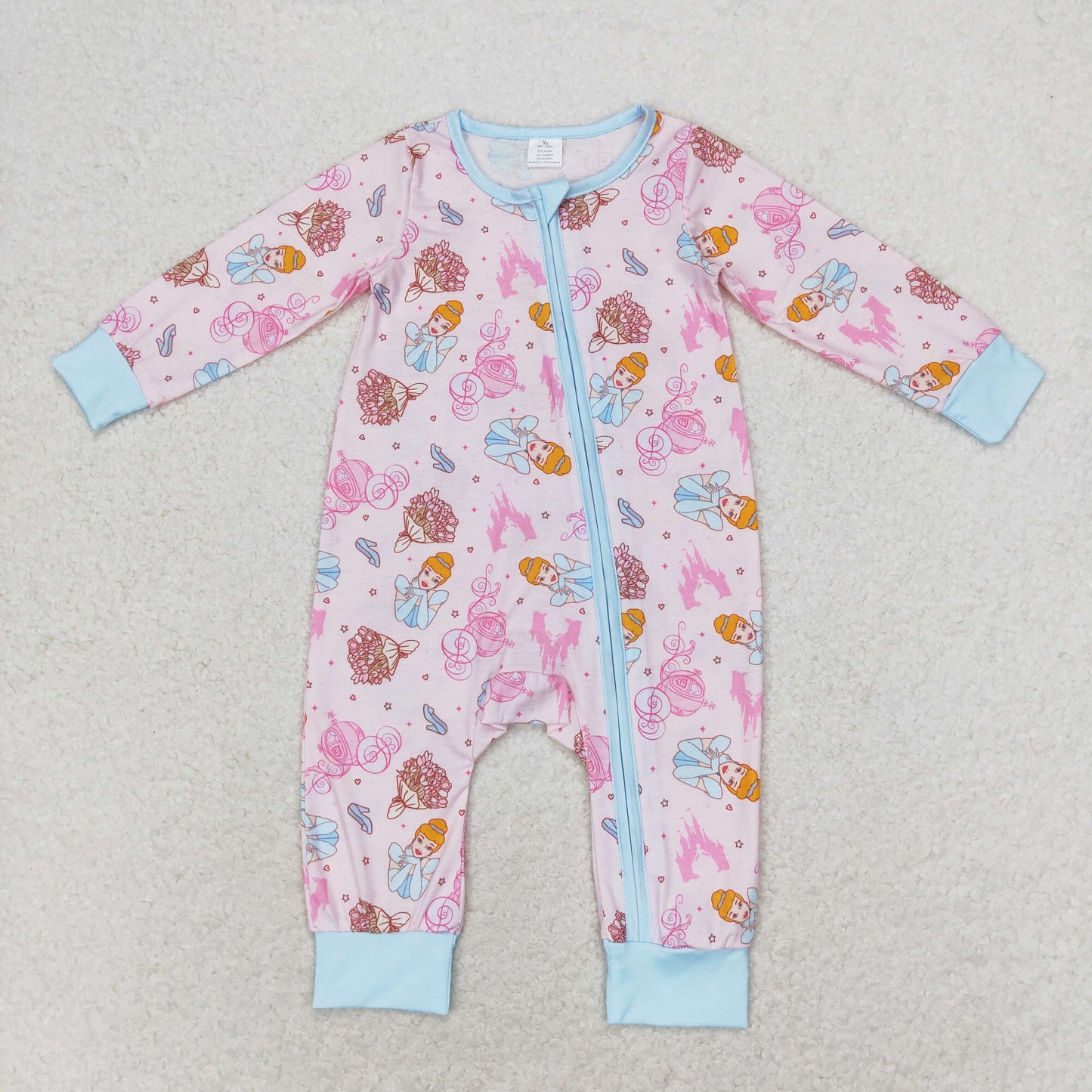 Cute Clothes LR0990 Baby Infant Girls Pink Zip Bamboo Rompers