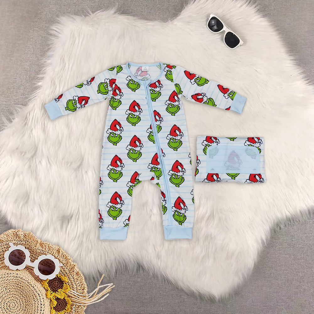 RTS NO MOQ Baby boy clothes modal Christmas long Sleeve Romper Mixed Sizes