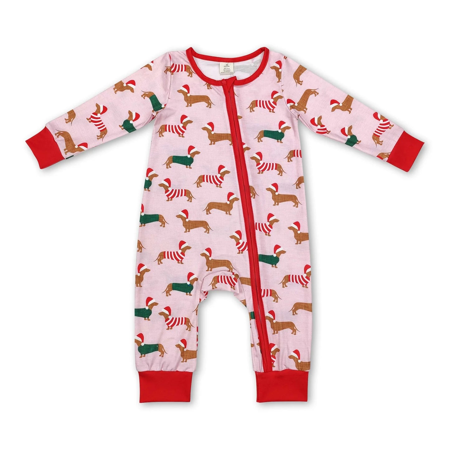 RTS NO MOQ Sibling milk silk Baby Boys Girls Christmas Long Sleeve Zip Up Rompers