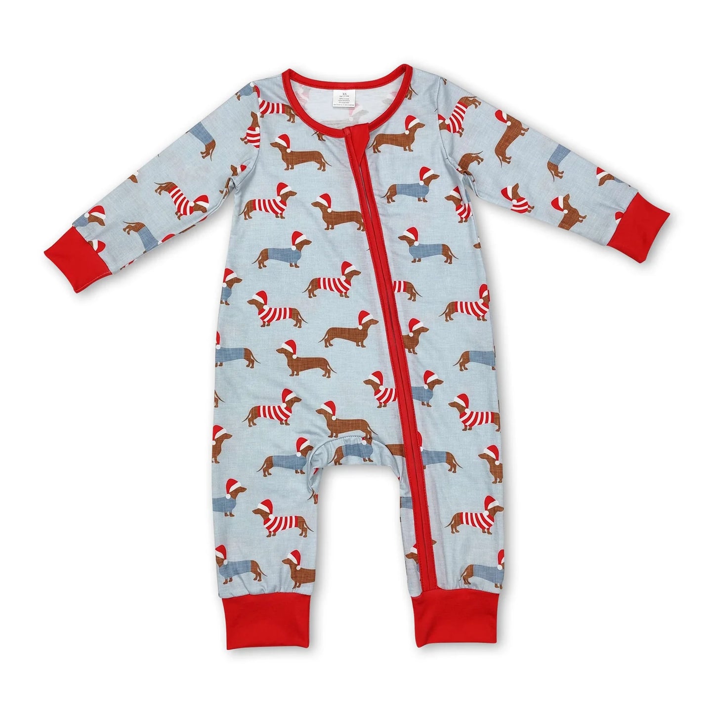 RTS NO MOQ Sibling milk silk Baby Boys Girls Christmas Long Sleeve Zip Up Rompers
