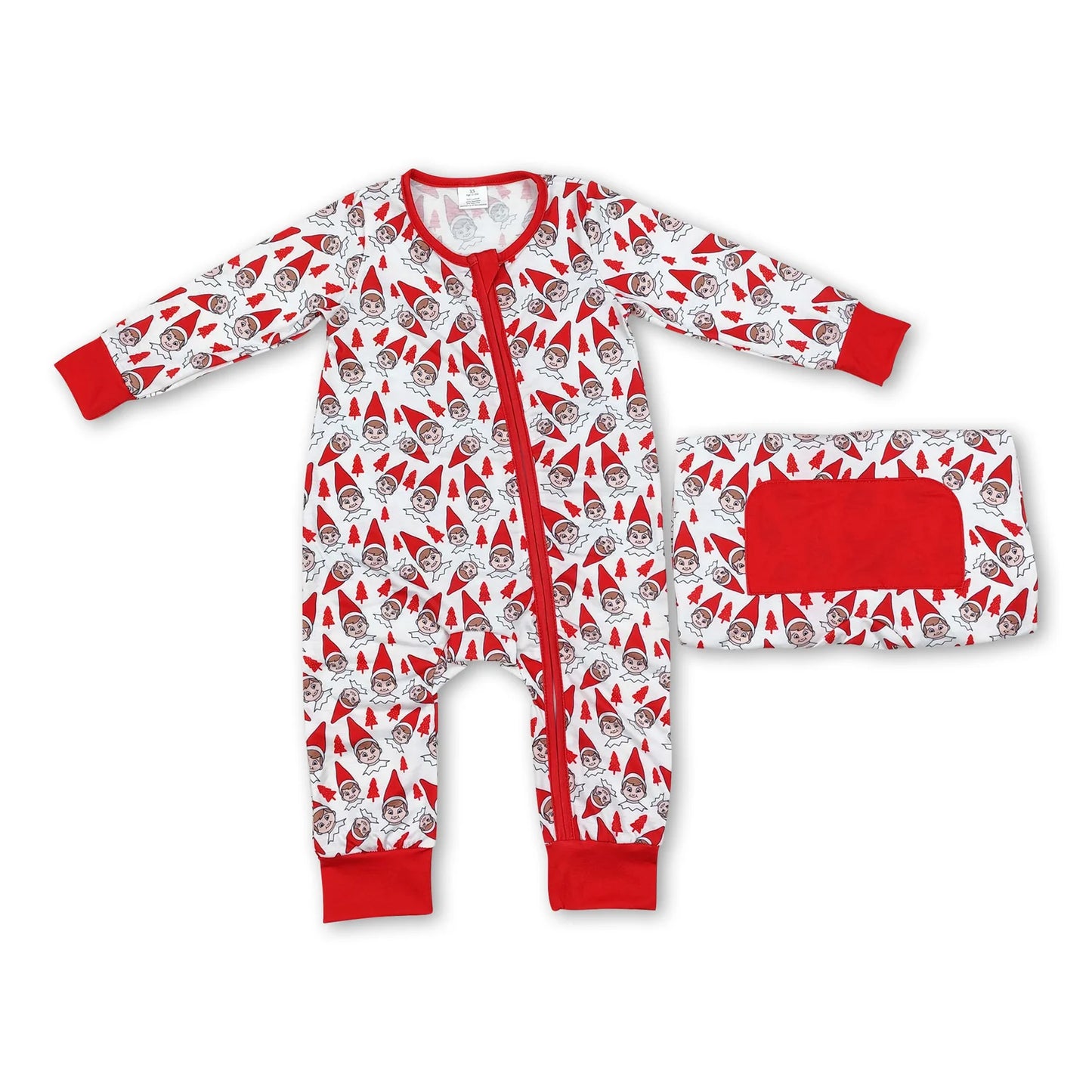 RTS NO MOQ Sibling milk silk Baby Boys Girls Christmas Tree Cake Print Bamboo Fabric Zip Up Rompers