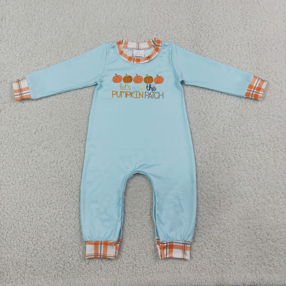 NEW RTS NO MOQ milk silk LR1189 Baby Boys Autumn Pumpkin Fall Long Sleeve Romper