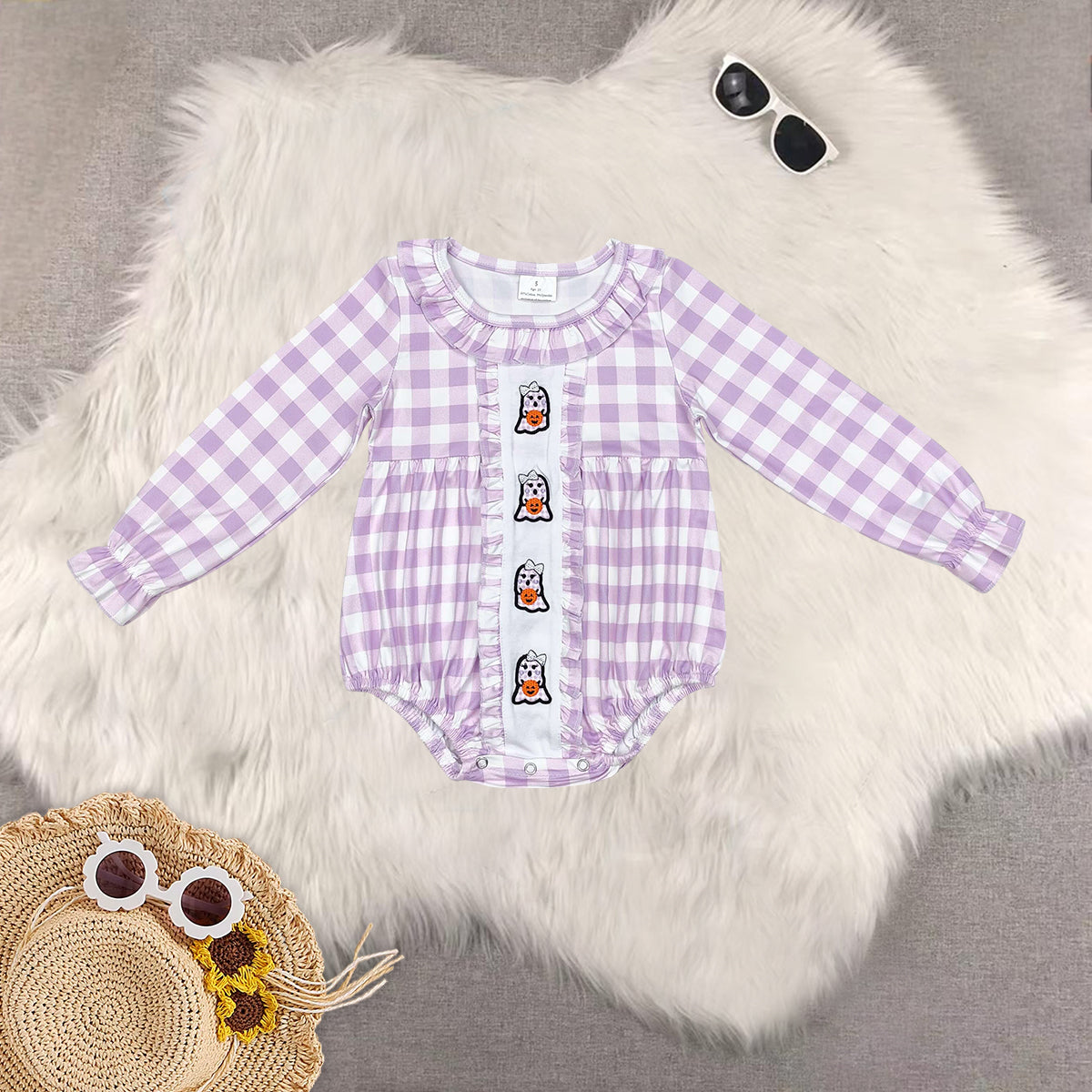 RTS NO MOQ Sibling baby girls clothes embroidery halloween long-sleeved trousers suit & romper & dress