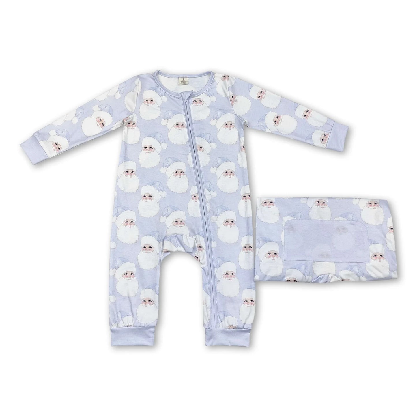 RTS NO MOQ Sibling milk silk Baby Boys Girls Christmas Tree Cake Print Bamboo Fabric Zip Up Rompers