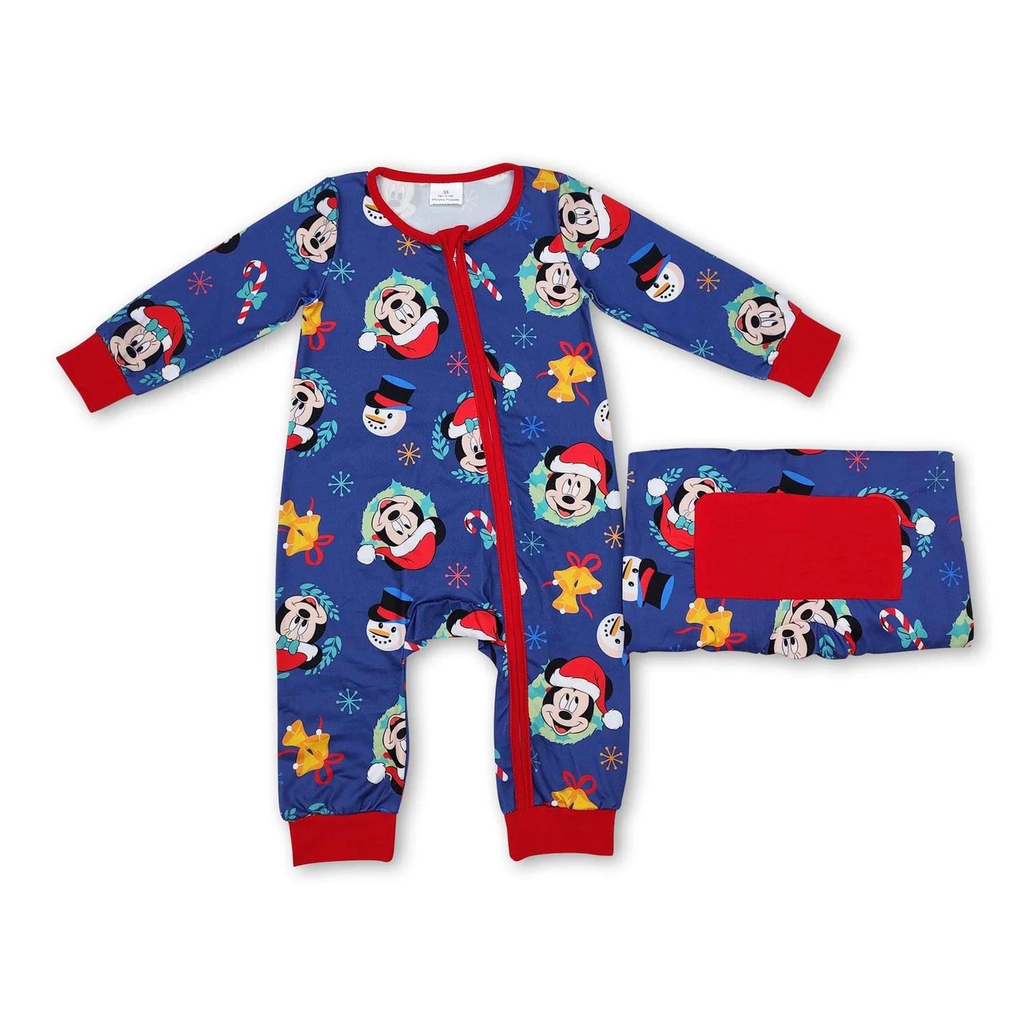 RTS NO MOQ Sibling milk silk Baby Boys Girls Christmas Tree Cake Print Bamboo Fabric Zip Up Rompers