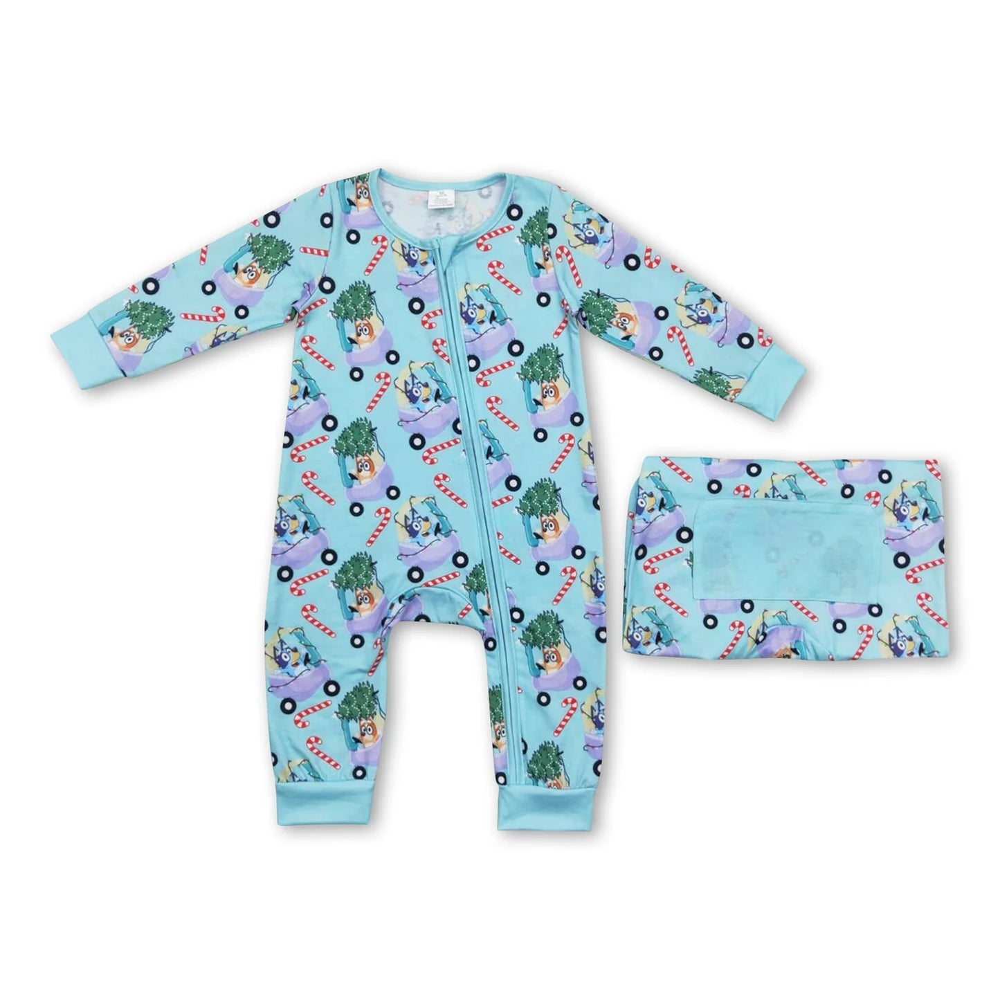 RTS NO MOQ Sibling milk silk Baby Boys Girls Christmas Tree Cake Print Bamboo Fabric Zip Up Rompers