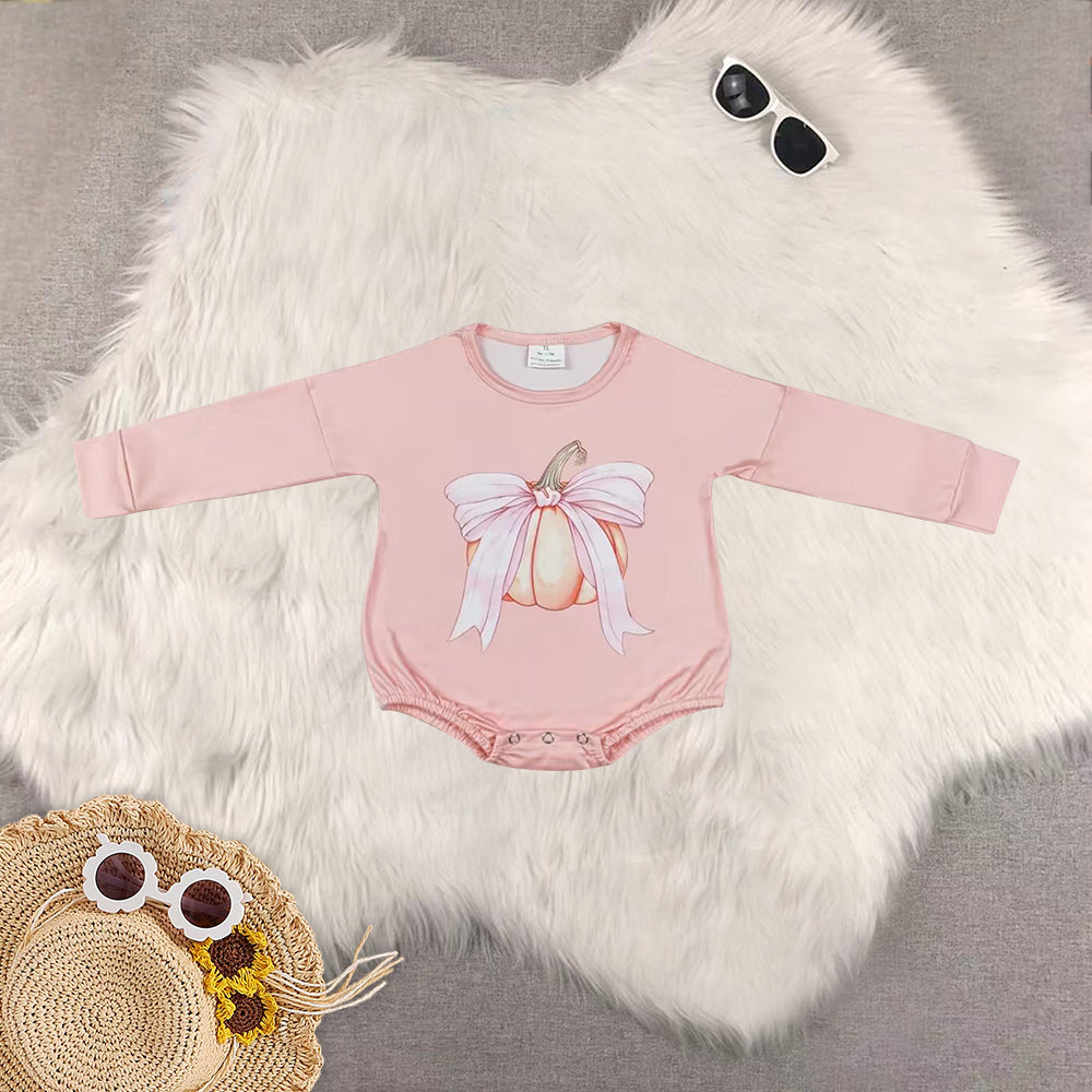 RTS Sibling baby girls halloween pumpkin long Sleeve rompers top