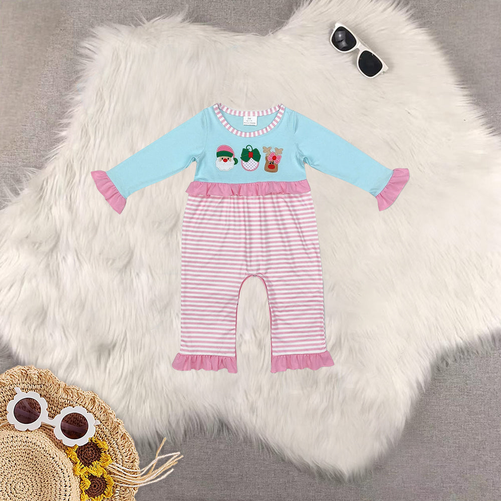 RTS NO MOQ Sibling Baby Girls Christmas embroidery long-sleeved trousers suit & romper