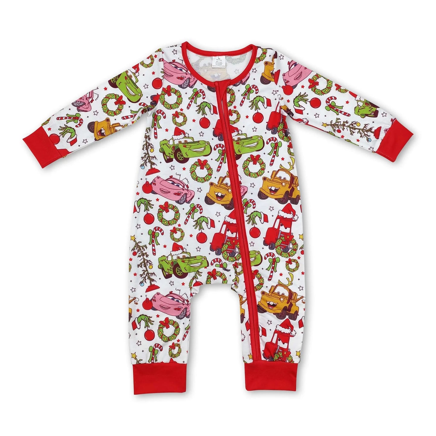 RTS NO MOQ Sibling milk silk Baby Boys Girls Christmas Long Sleeve Zip Up Rompers