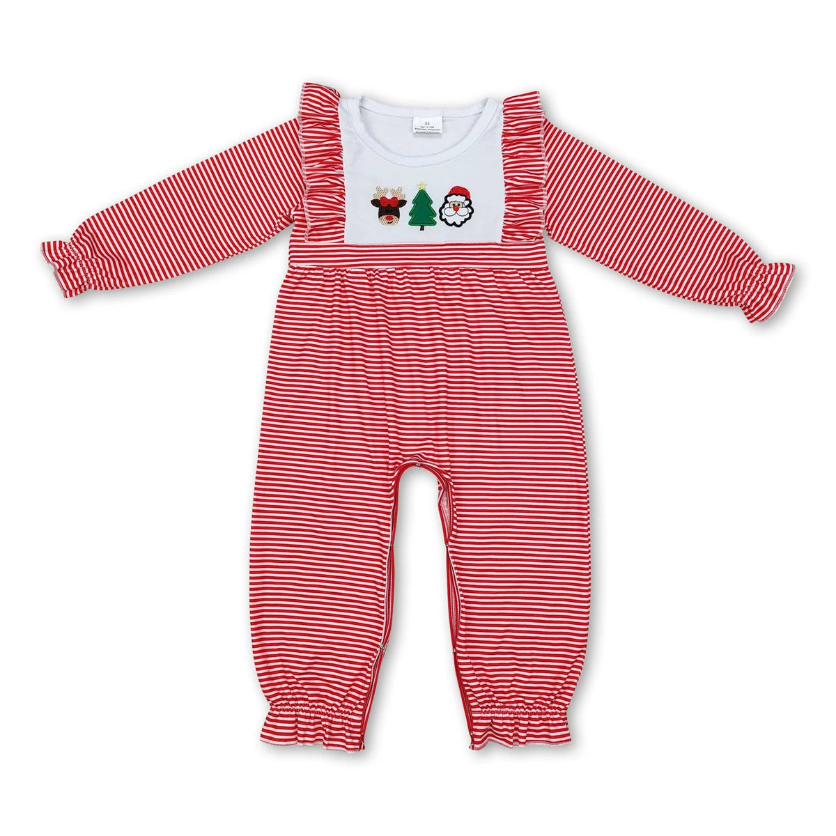 RTS NO MOQ Baby boy clothes Embroidery Christmas long Sleeve Romper Mixed Sizes
