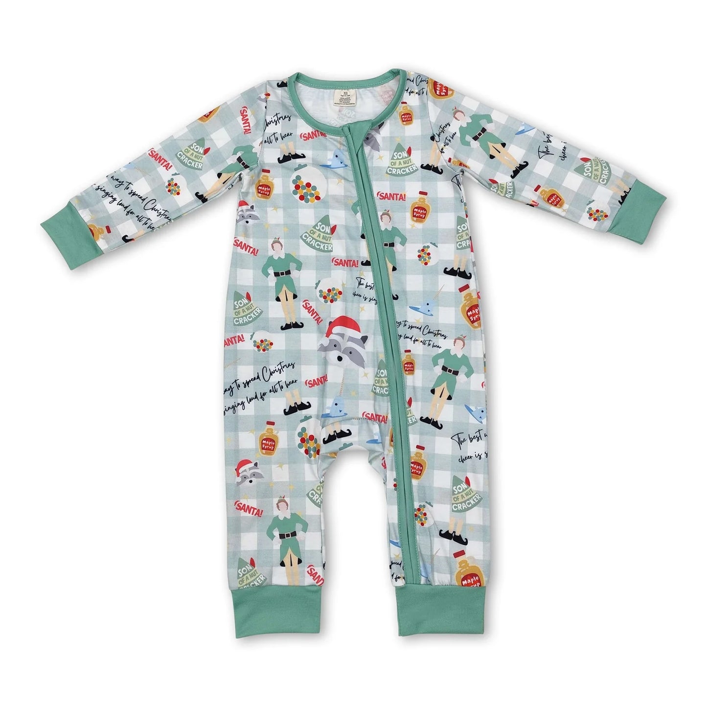 RTS NO MOQ Sibling milk silk Baby Boys Girls Christmas Long Sleeve Zip Up Rompers