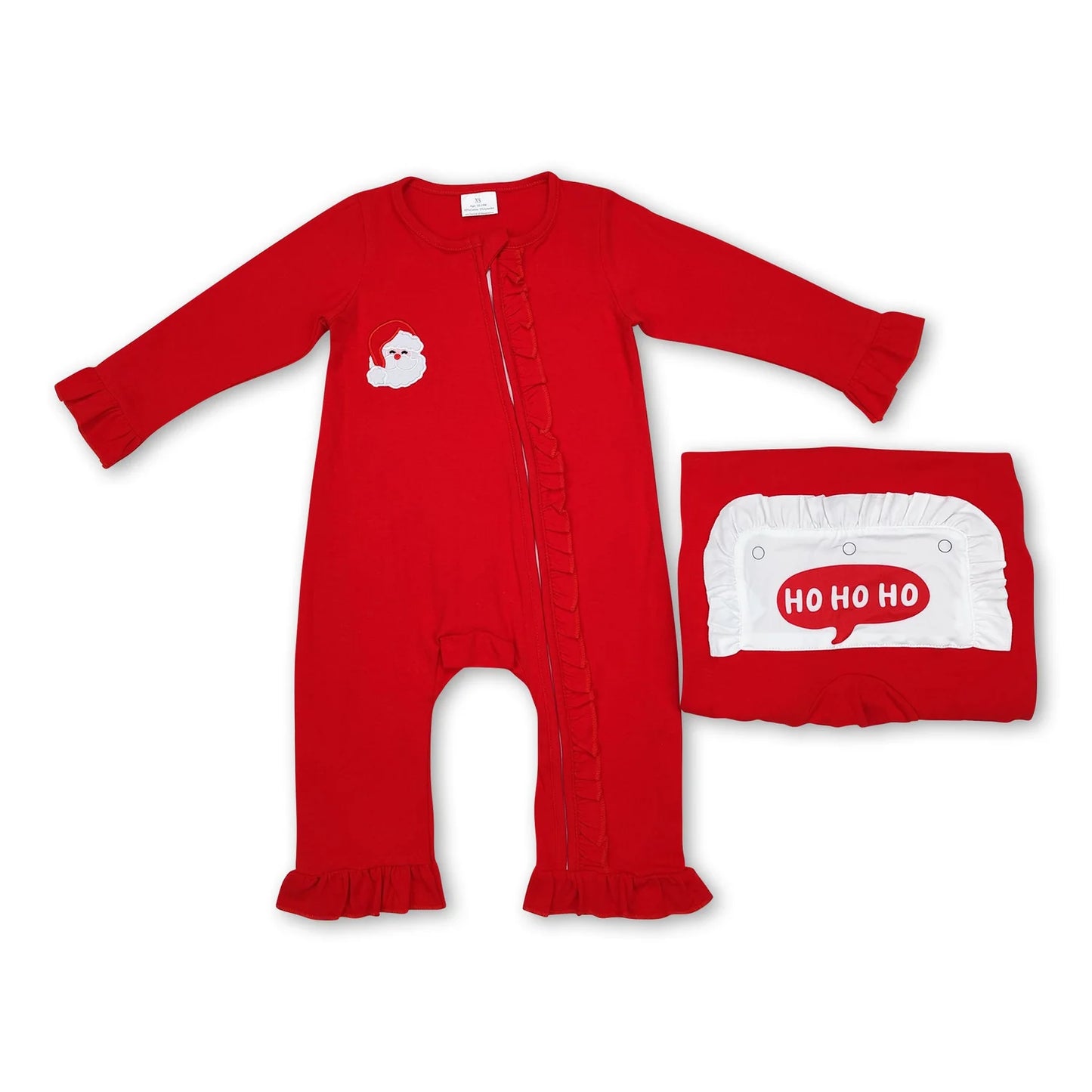 RTS NO MOQ Sibling milk silk Adult And Kids Christmas Santa Red Color Print Pocket Top Pajamas Sets Rompers Sleepwear Outfit