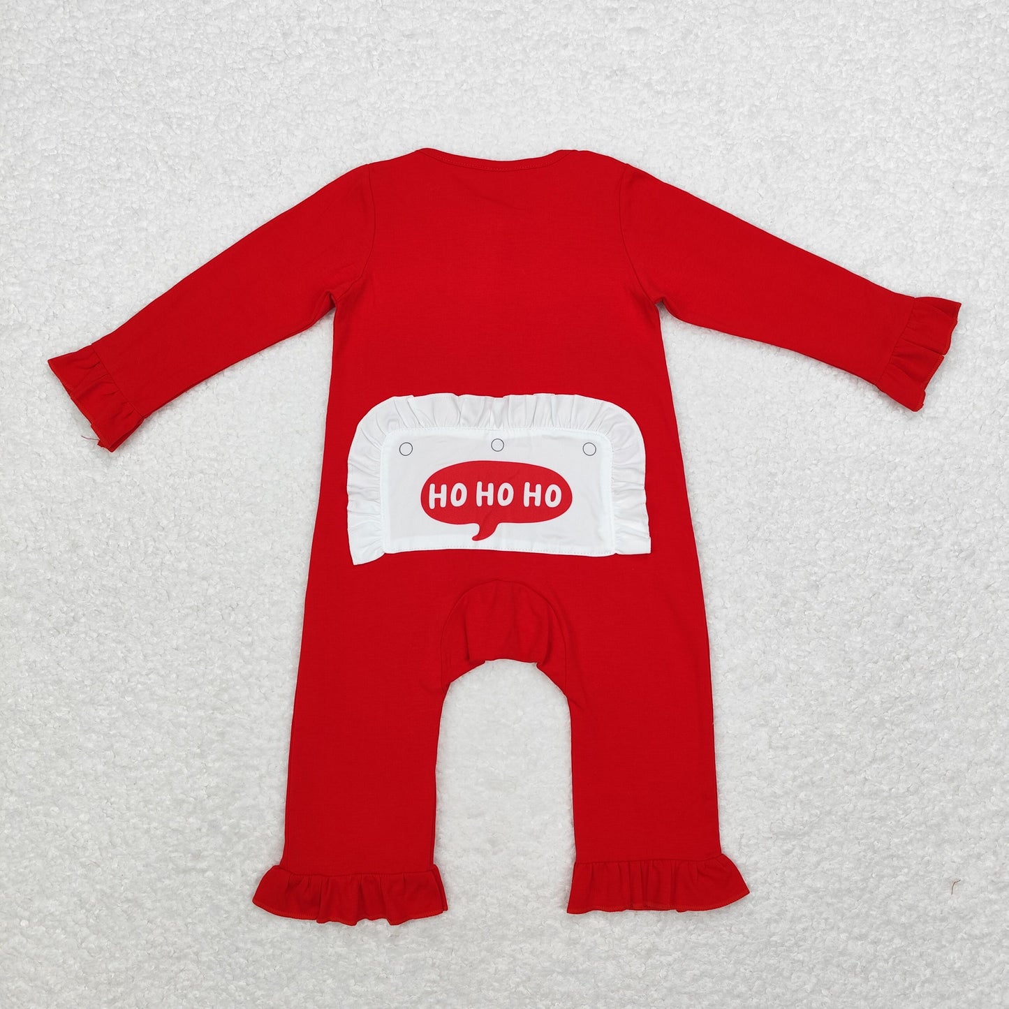 RTS NO MOQ ETA 5/7days arrived LR1668 hoho embroidered Santa Claus lace red zipper long sleeve jumpsuit