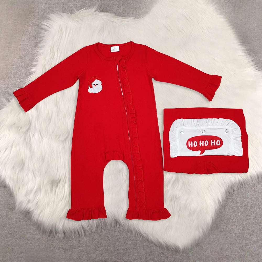 RTS NO MOQ Sibling Baby girls boy clothes embroidery Christmas long-sleeved rompers