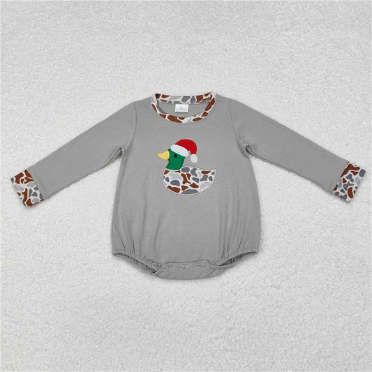 RTS NO MOQ（In Stock) LR1683 Embroidered Duck Camouflage Christmas Long Sleeve Bodysuit